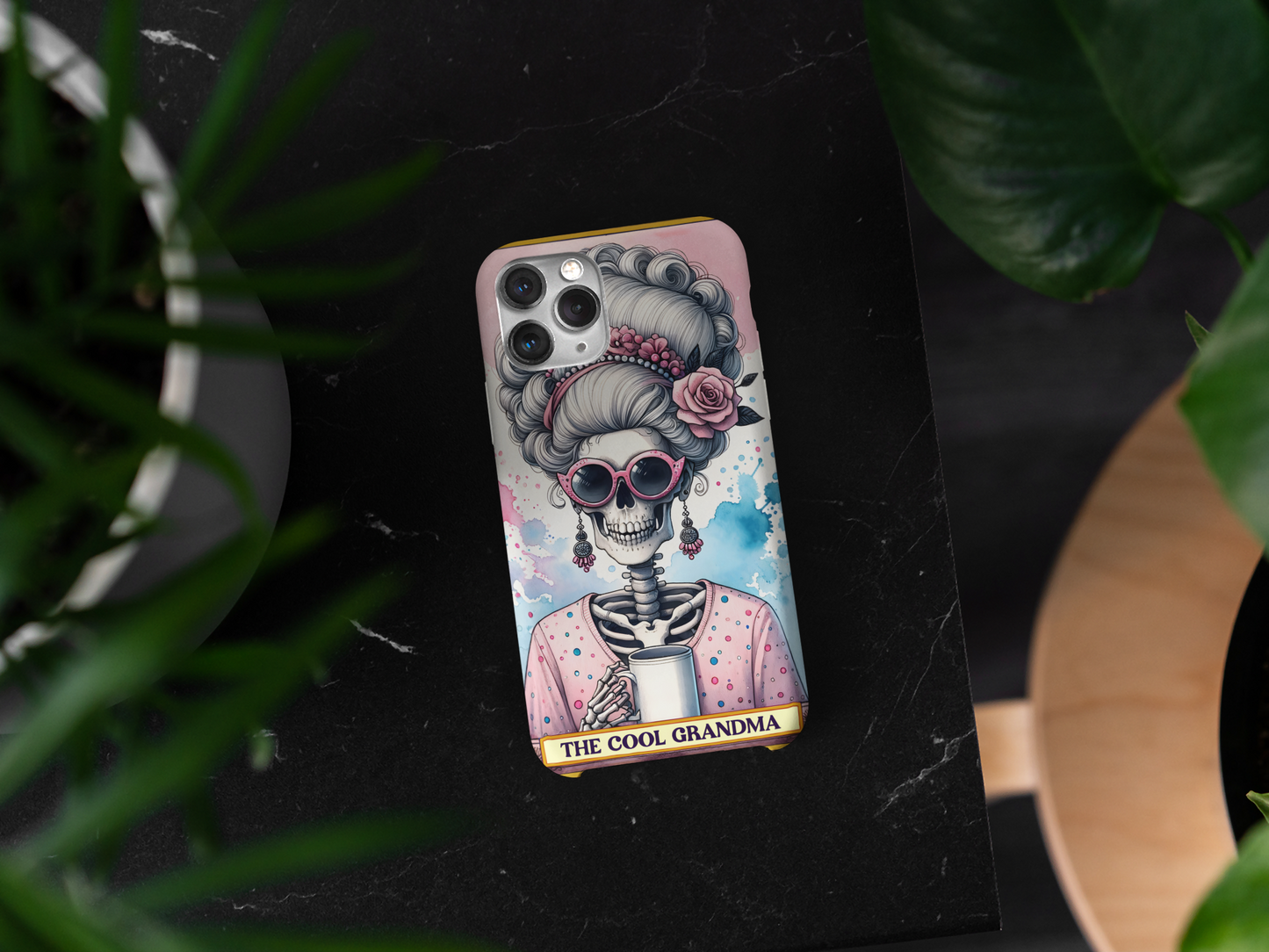 Tough Cases - 'The Cool Grandma' Skull Phone Case – Stylish & Unique Protection, Funny Cool Grandma Phone Case, The Cool Grandma Tarot Card Phone Case for iPhone and Samsung