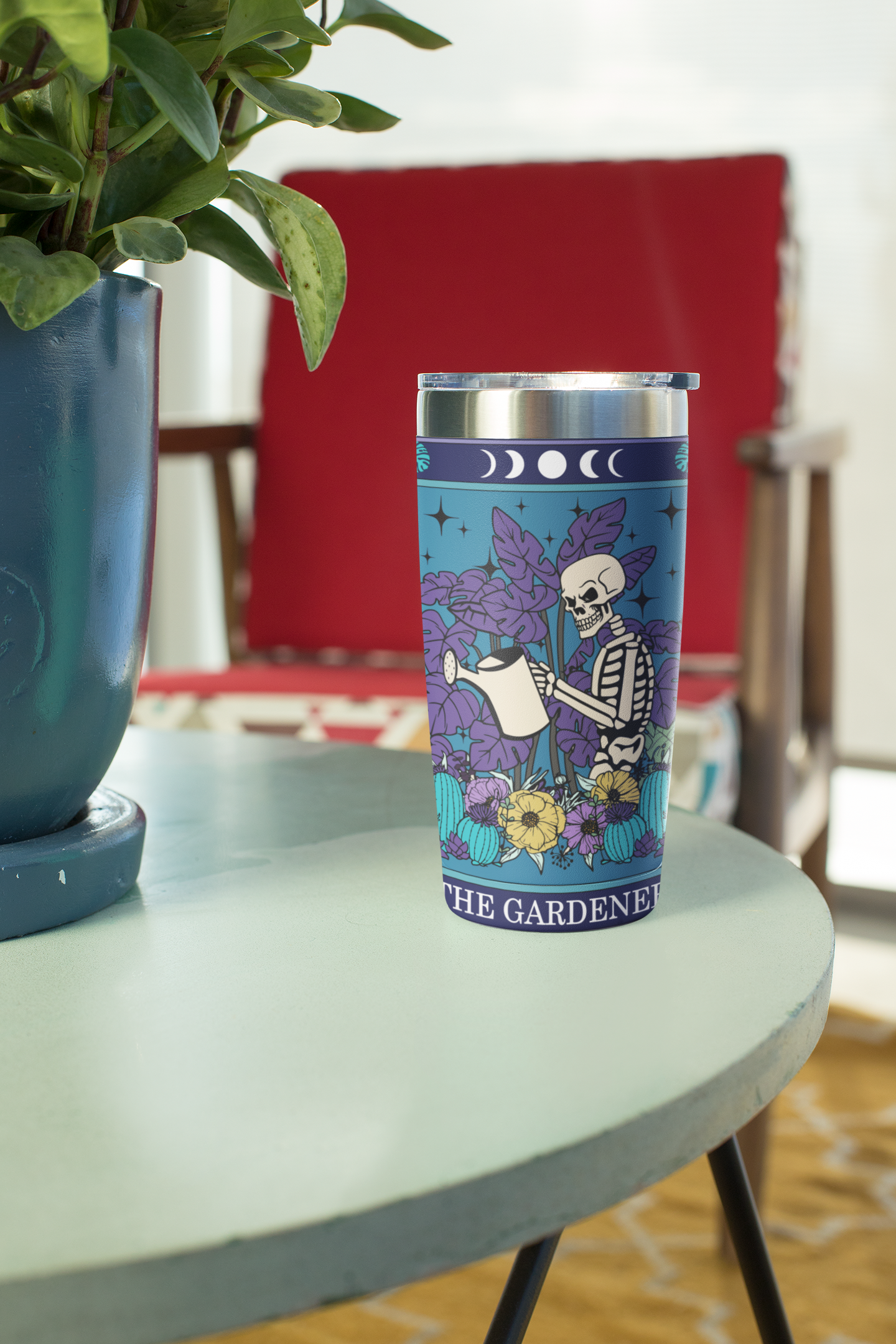 The Gardener Tarot Card Tumbler, Occult Gardener tarot card tumbler, The Gardener Tarot tumbler, Gardener tarot card tumbler