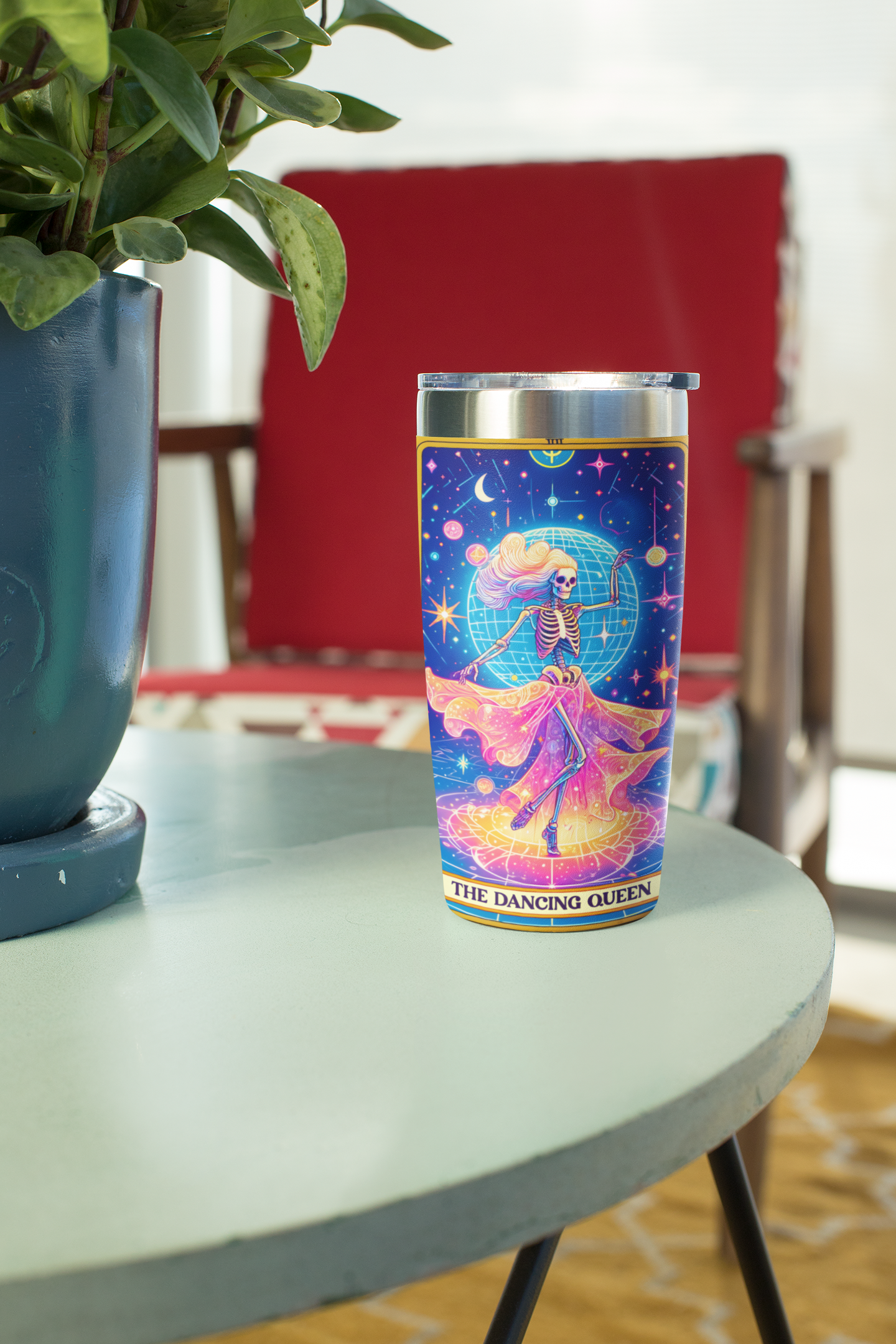 Celestial Dance 20oz Tumbler - The Dance Queen - Galaxy Vibe Travel Mug, The Dancing Queen Tarot Card Tumbler, Dancing Queen Tumbler