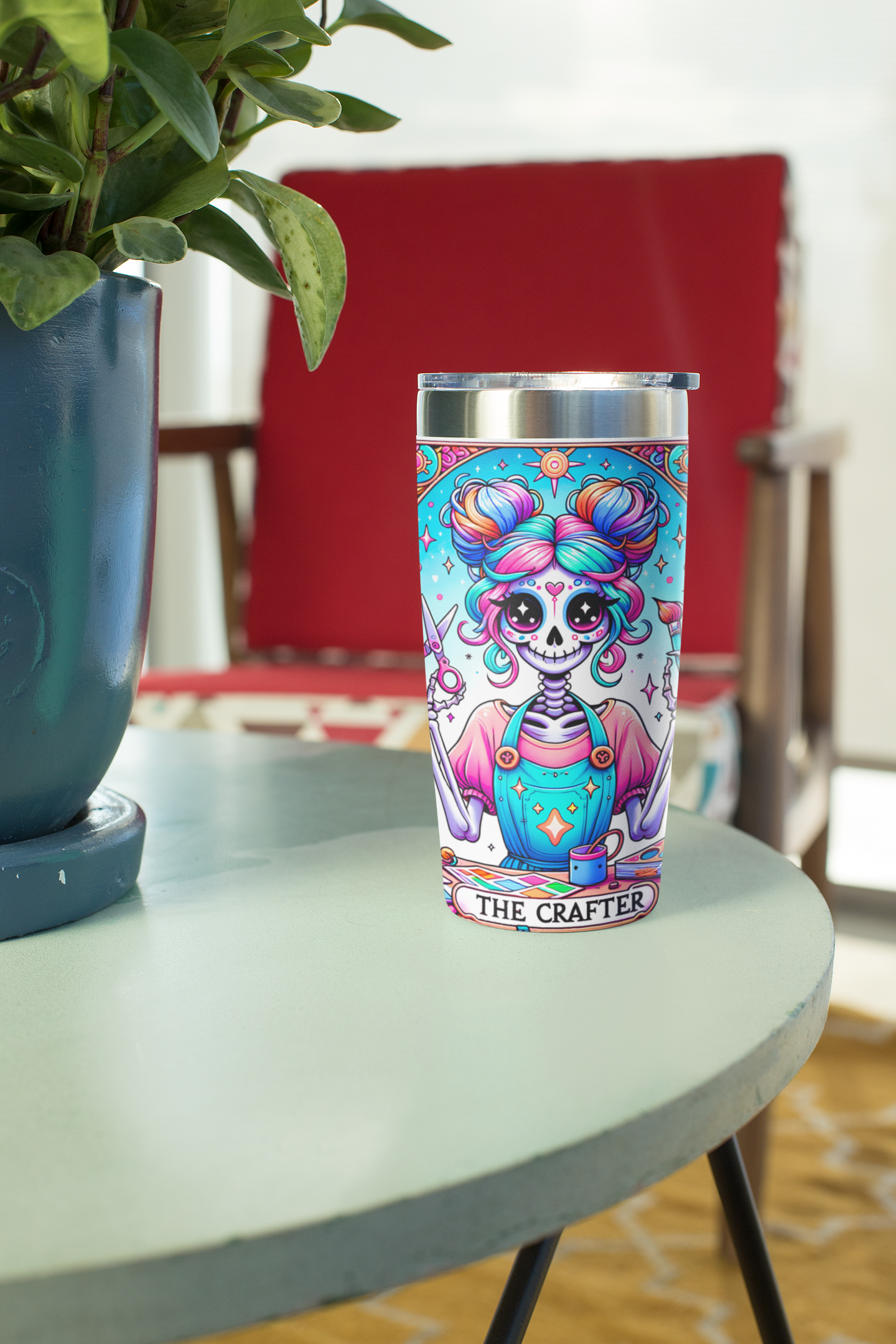 Colorful Artistic 20oz Tumbler – Perfect for Creatives & Art Lovers! The Crafter Tarot Card Tumbler, Crafting Girl Skeleton Tumbler, Trendy Skull Crafty, Funny Tarot Tumbler, Crafty Mom Tumbler, Funny Skeleton Tumbler