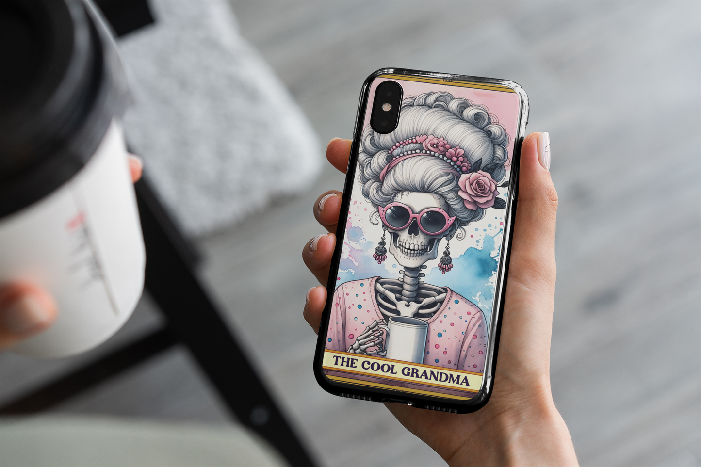 Tough Cases - 'The Cool Grandma' Skull Phone Case – Stylish & Unique Protection, Funny Cool Grandma Phone Case, The Cool Grandma Tarot Card Phone Case for iPhone and Samsung