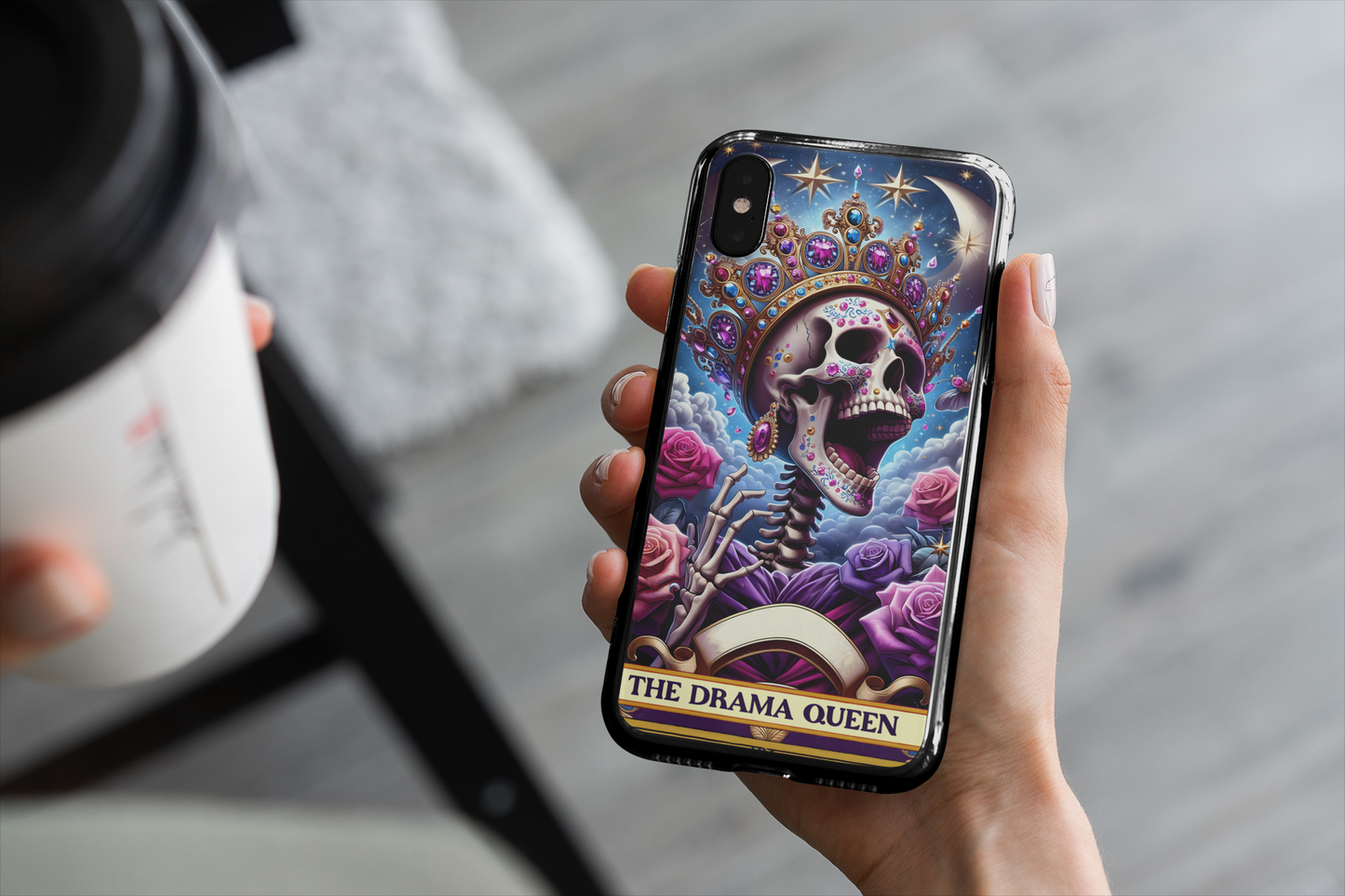 Drama Queen Skull Phone Case - Tough & Stylish Protection, The Drama Queen Tarot Card Phone Case, Celestial Drama Queen Phone Case for iPhone and Samsung