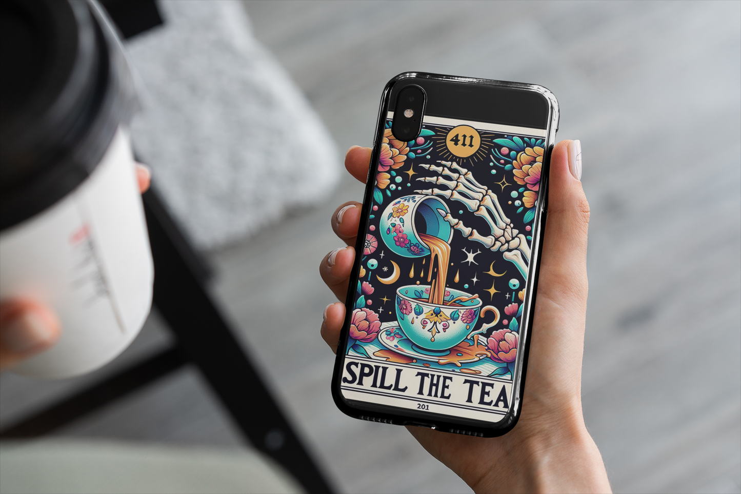 Spill The Tea Tarot Card Phone Case, Tea Lover Phone Case, Celestial Phone Case, Tarot Card Phone Case for iPhone, Samsung, Google Pixel