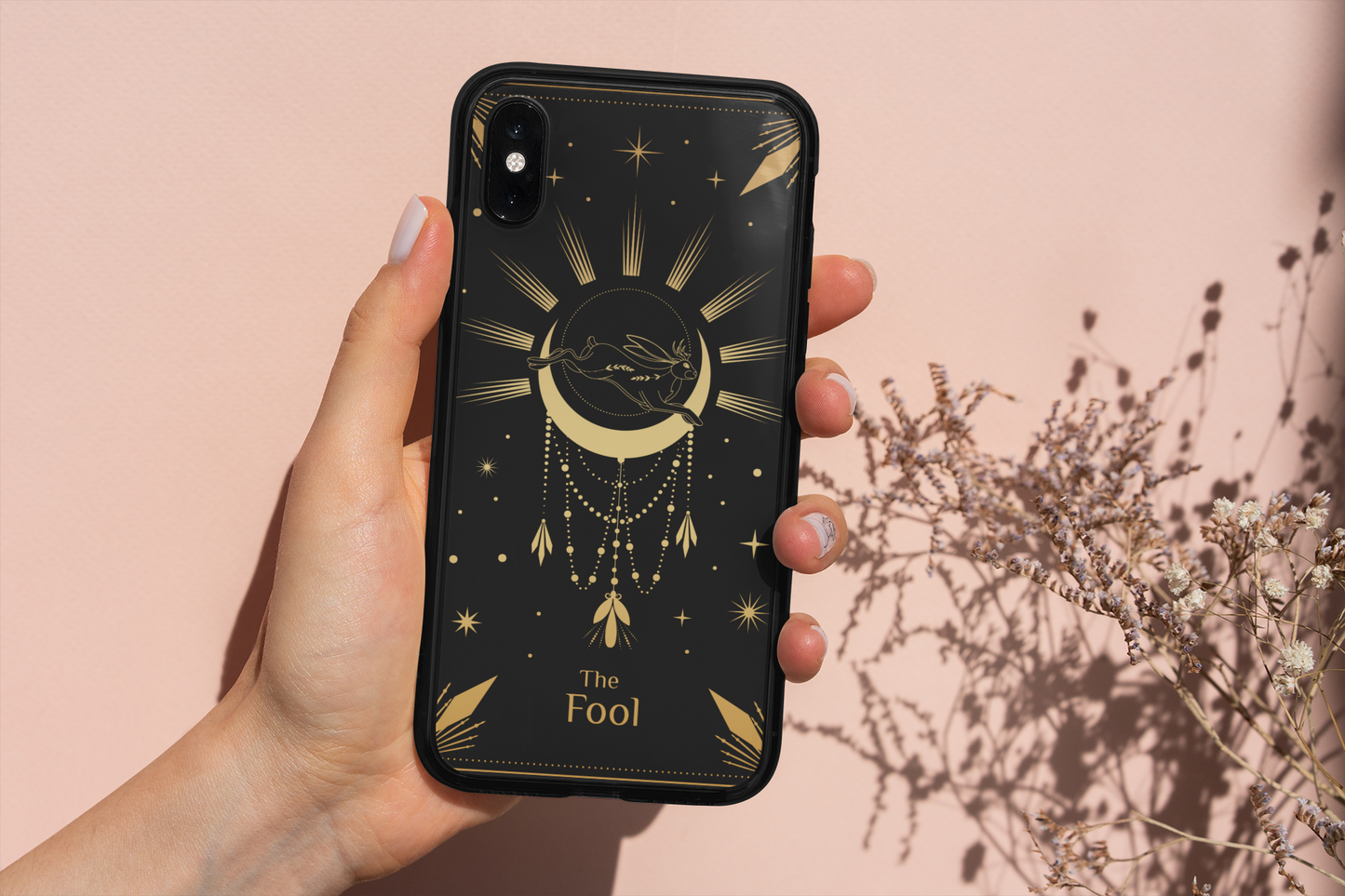 Astrology iPhone Case - The Fool Tarot Design, The Fool Tarot Card Phone Case, Celestial Phone Case Gold Design, Celestial Phone Case