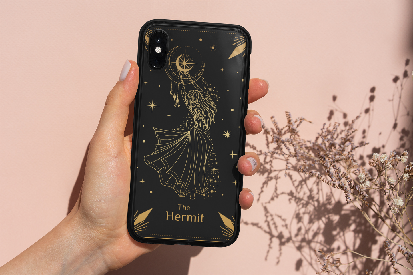 Tarot-Inspired Phone Case – The Hermit Design, Magical Astrology Vibe, The Hermit Tarot Card Phone Case, Samsung and iPhone Celestial Case