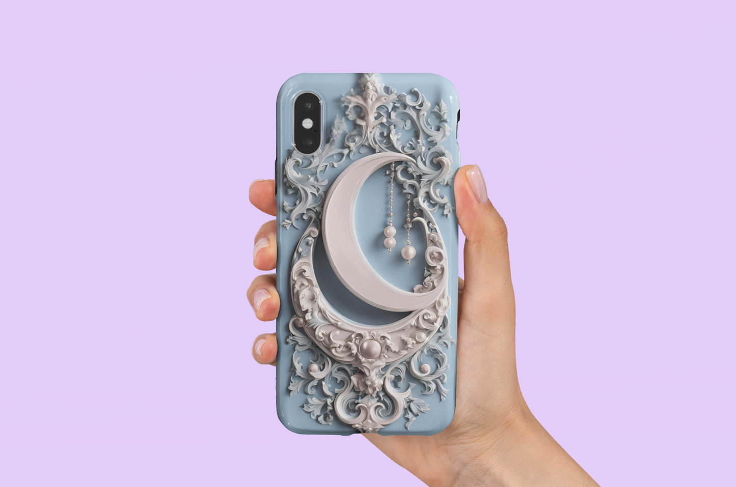 Celestial Moon Phone Case - Elegant Tough Protector with Ornate Design, Crescent Moon Phone Case, Astrology Phone Case, Celestial Phone Case for iPhone and Samsung