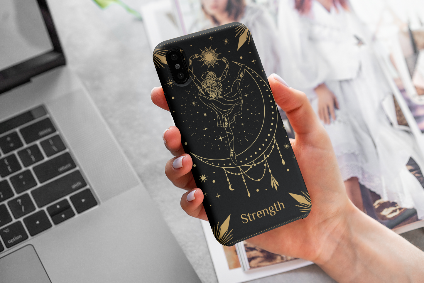 Strength Tarot Card Phone Case, Mystical Phone Case, Celestial Phone Case, Tarot Card Phone Case for iPhone, Samsung, Google Pixel