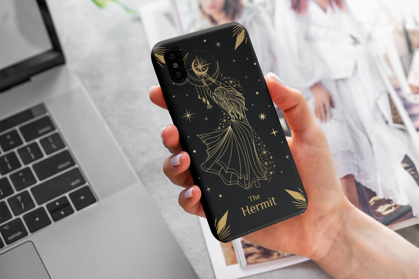 Tarot-Inspired Phone Case – The Hermit Design, Magical Astrology Vibe, The Hermit Tarot Card Phone Case, Samsung and iPhone Celestial Case