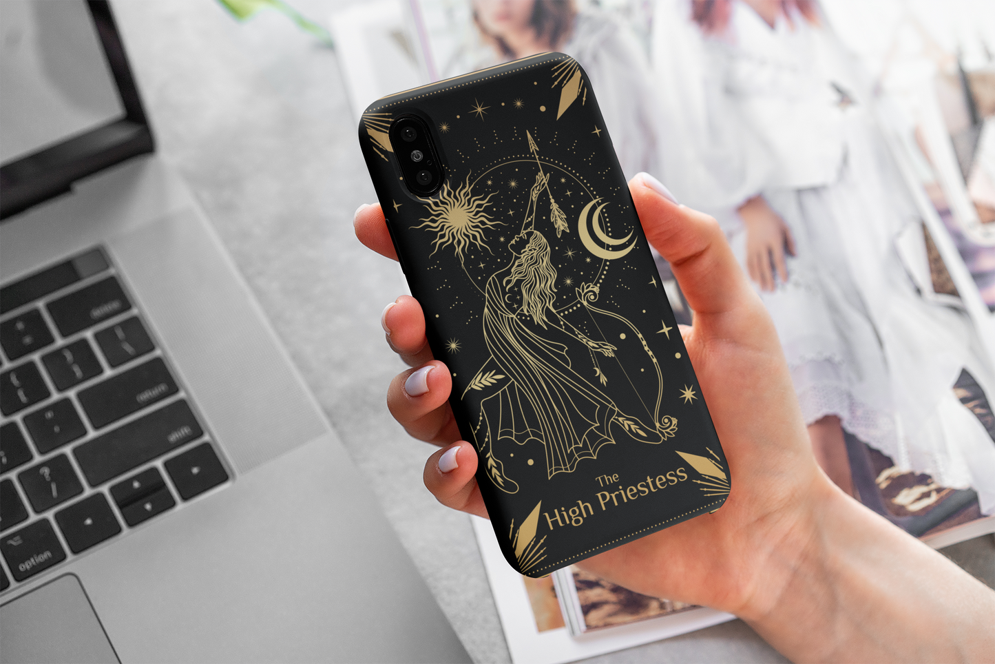 The High Priestess Tarot Card Phone Case, Mystical Phone Case, Celestial Phone Case, Tarot Card Phone Case for iPhone, Samsung, Google Pixel