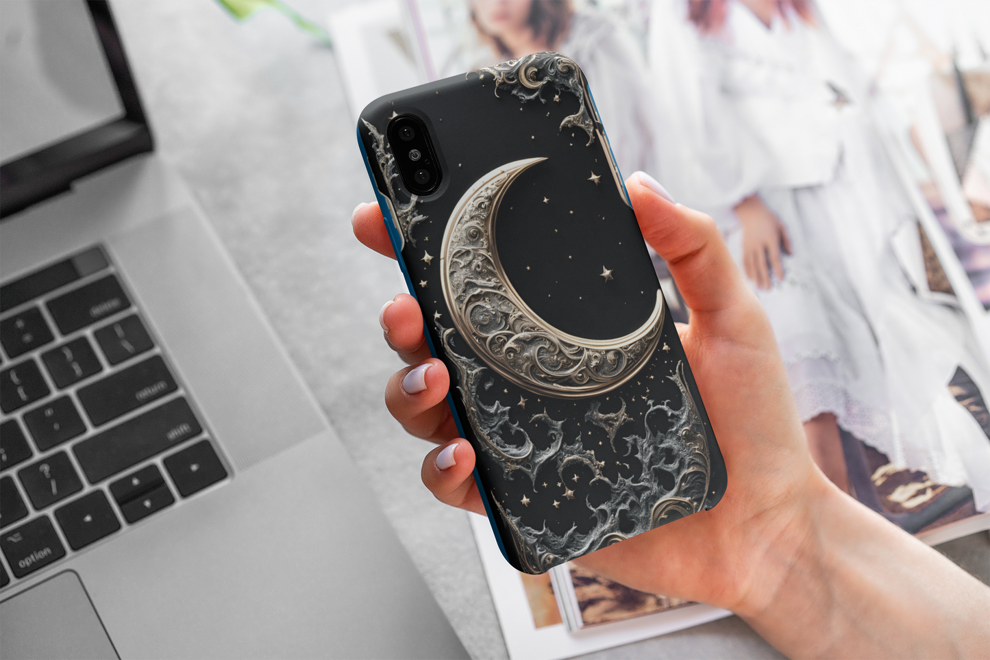 Celestial Moon Phone Case - Tough and Stylish Protection, Celestial Crescent Moon Phone Case for Google, iPhone, and Samsung