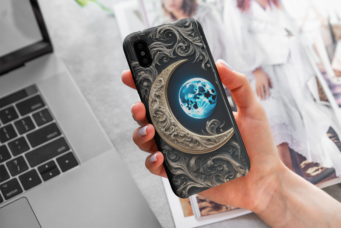 Celestial Moon Phone Case - Tough and Stylish Protection, Celestial Crescent Moon Phone Case for Google, iPhone, and Samsung