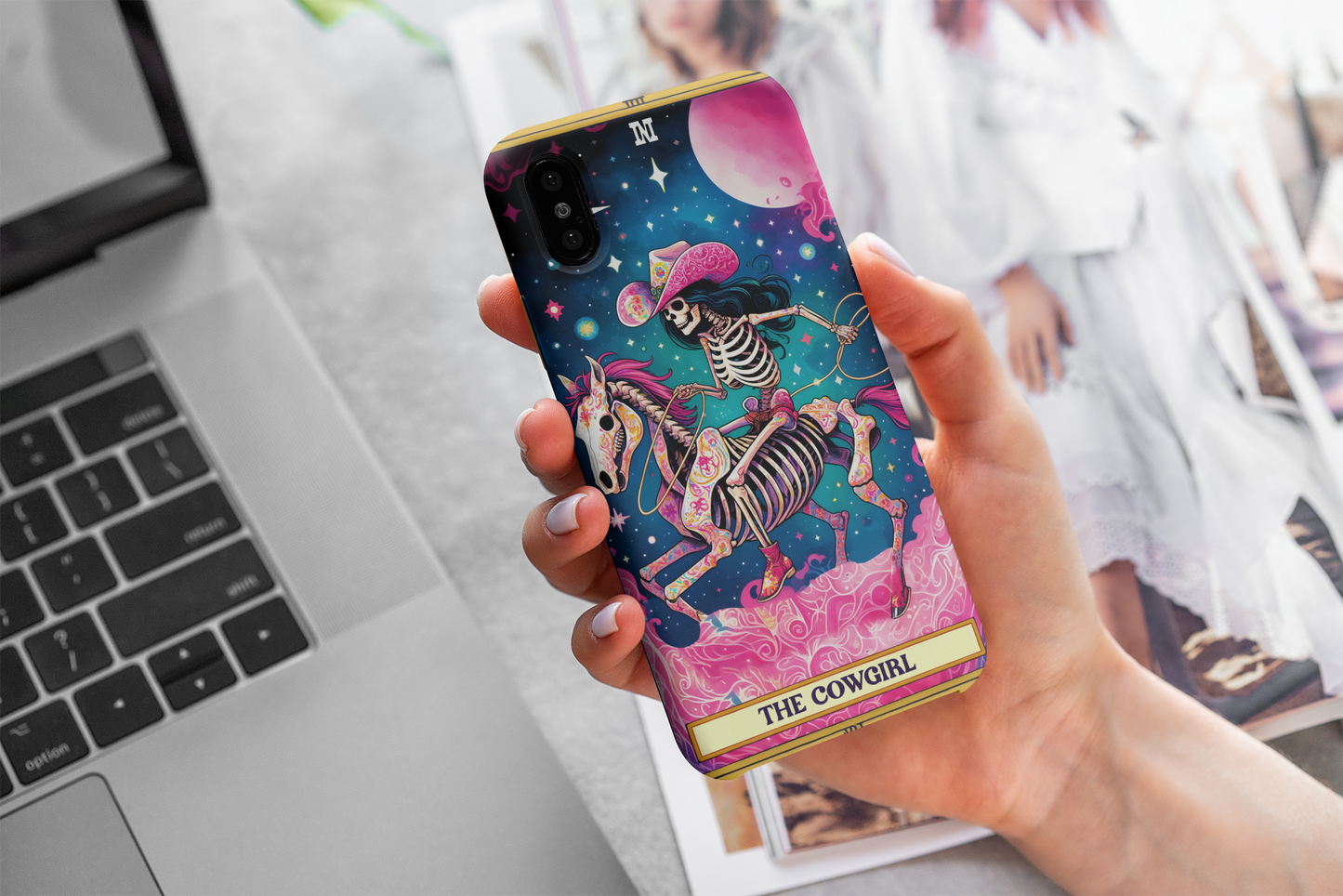 Cowgirl Skeleton Phone Case - Tough Cases for Equestrian Lovers, The Cowgirl Tarot Card Phone Case, Western Cowgirl Phone Case