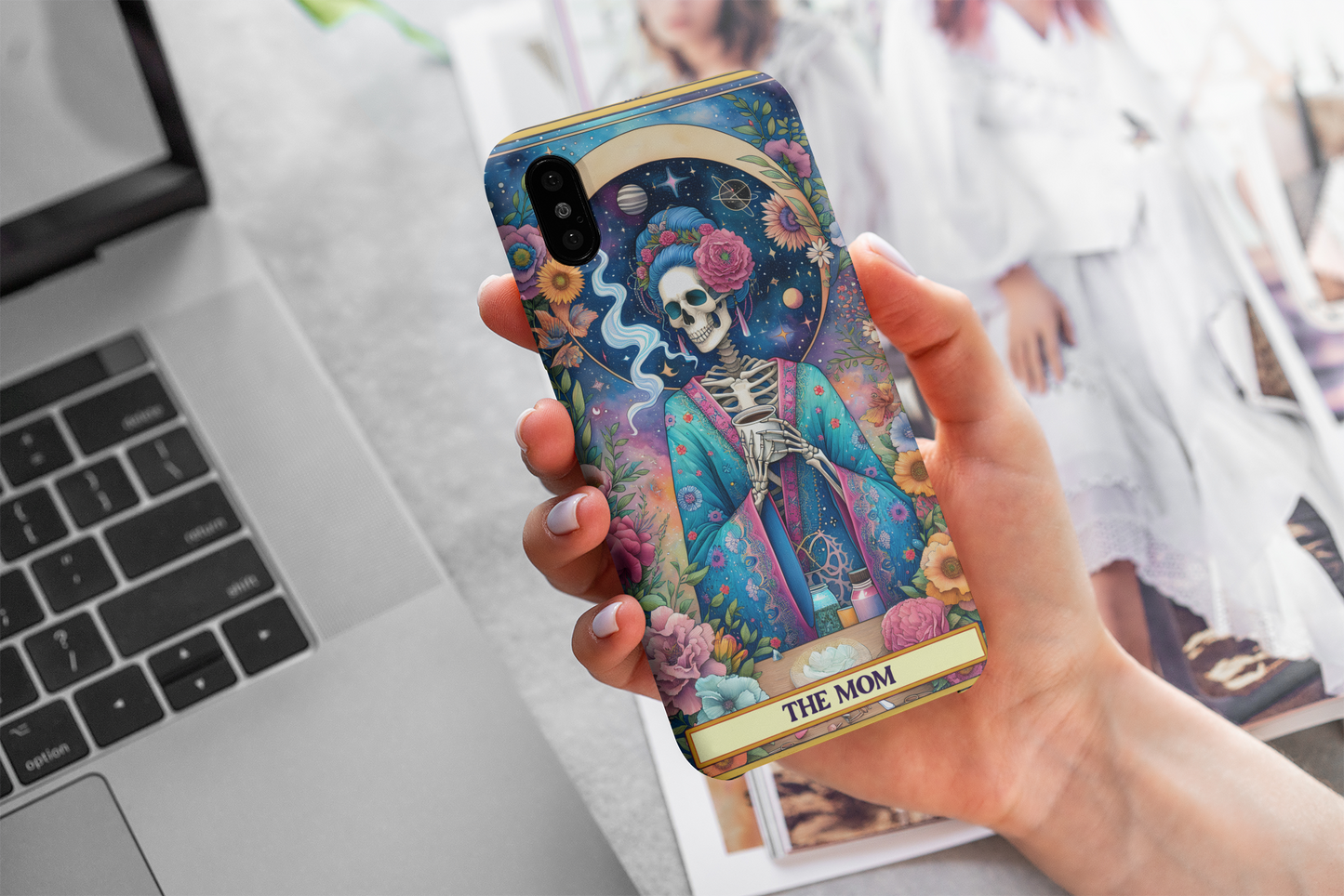 Colorful Skeleton Mom Phone Case - Fun & Unique Design for Mother's Day, The Mom Tarot Card Phone Case for iPhone and Samsung