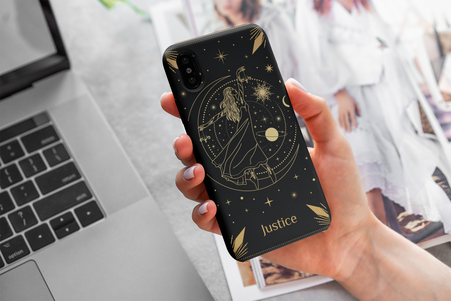 Justice Tarot Card Phone Case, Mystical Phone Case, Celestial Phone Case, Tarot Card Phone Case for iPhone, Samsung, Google Pixel