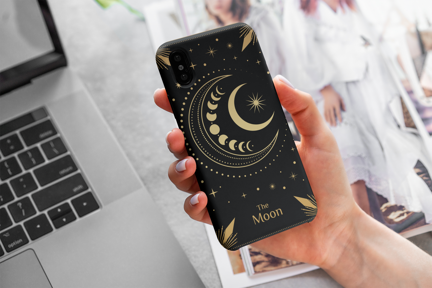 Celestial Moon Phone Case - Tough Cases for Astrology Lover, The Moon Tarot Card Phone Case, Crescent Moon Celestial Phone Case for iPhone and Samsung