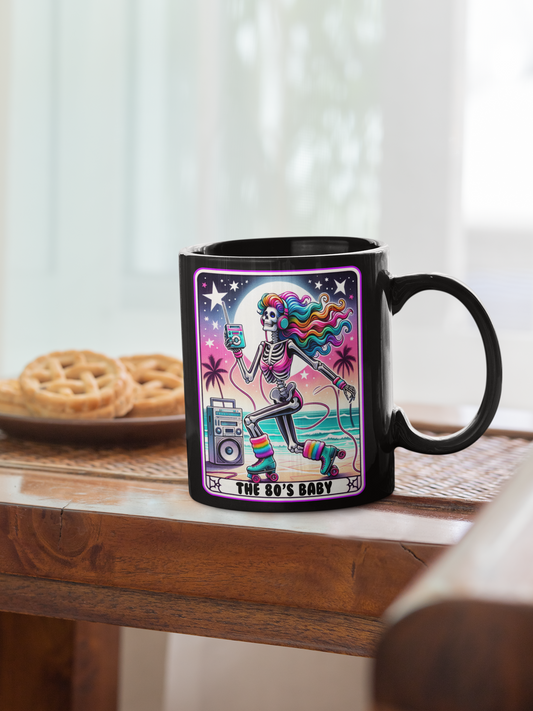 Retro 80's Baby Skeleton Mug - Colorful Skater Design for Nostalgic Vibes, The 80's Baby Tarot Card Mug, 80's Mug for Her, Retro 80's Mug for Mom, Mother's Day Mug