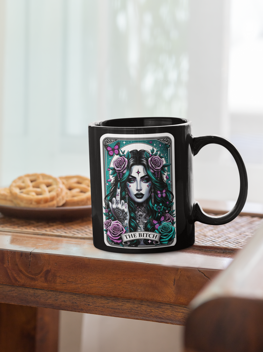 Gothic Art Black Mug - "The Bitch" Coffee Mug, Gothic Bitch Coffee Mug, Sassy Bitch Mug, The Bitch Tarot Card Coffee Mug