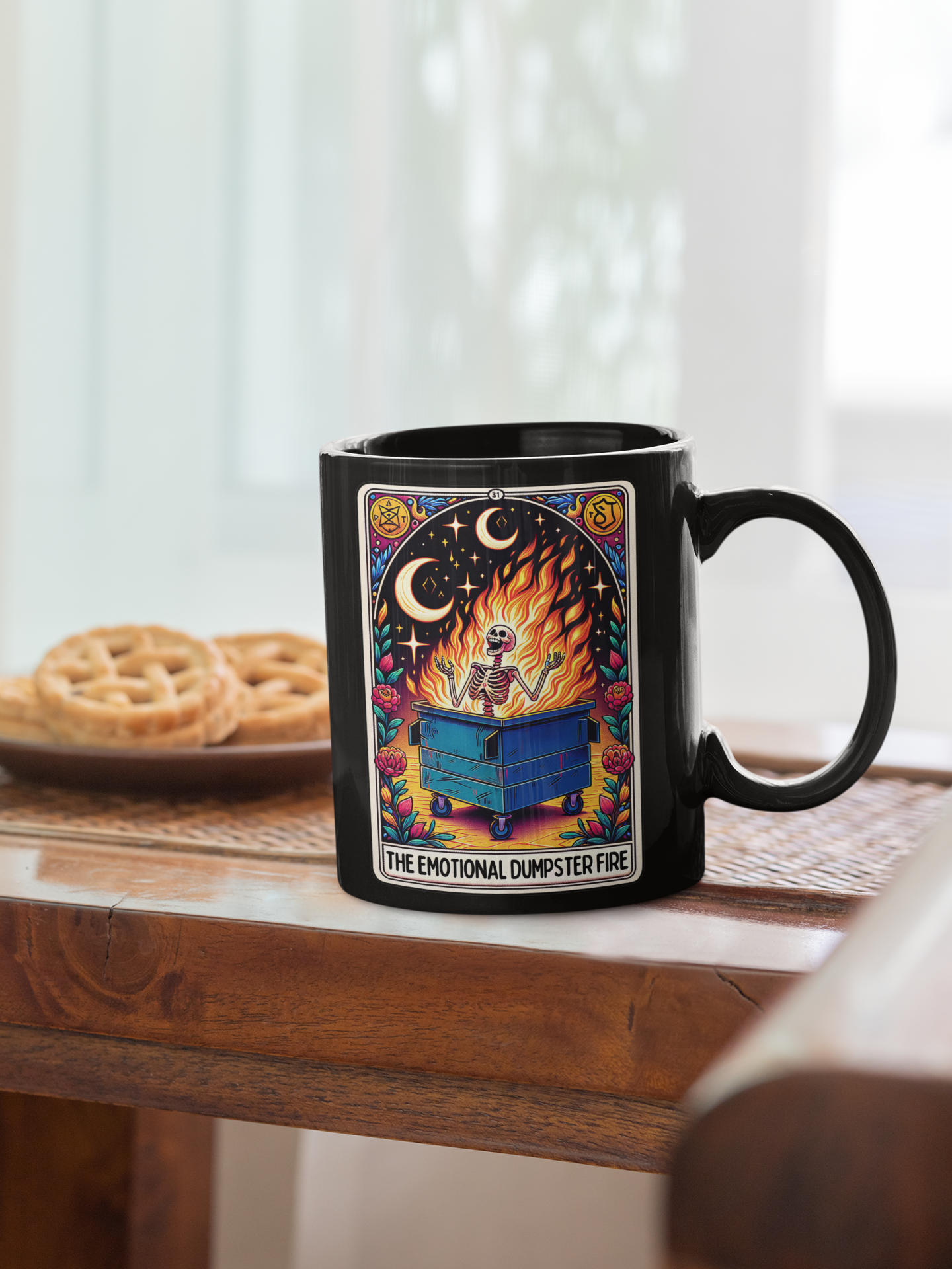 The Emotional Dumpster Fire Tarot Card Coffee Mug, Tarot Card Coffee Mug, Celestial Coffee Mug,  Emotional Dumpster Fire Mug