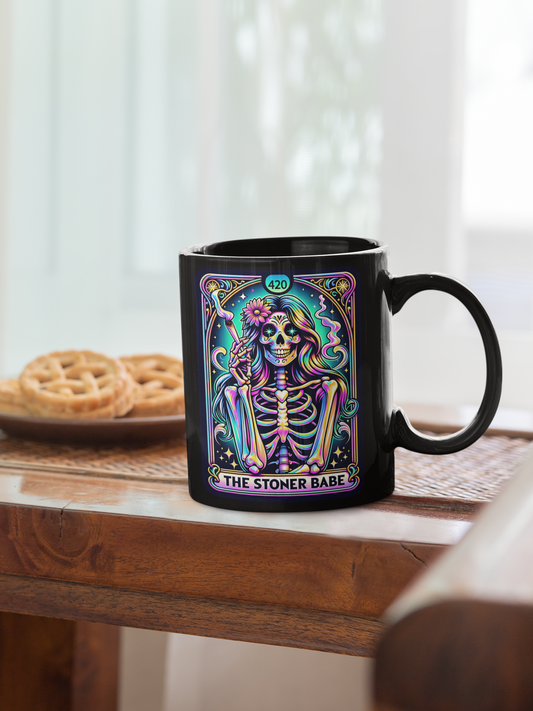 Psychedelic 420 Stoner Babe Mug - Colorful Marijuana Art - Perfect for Coffee and Tea Lovers, The Stoner Babe Tarot Card Coffee Mug