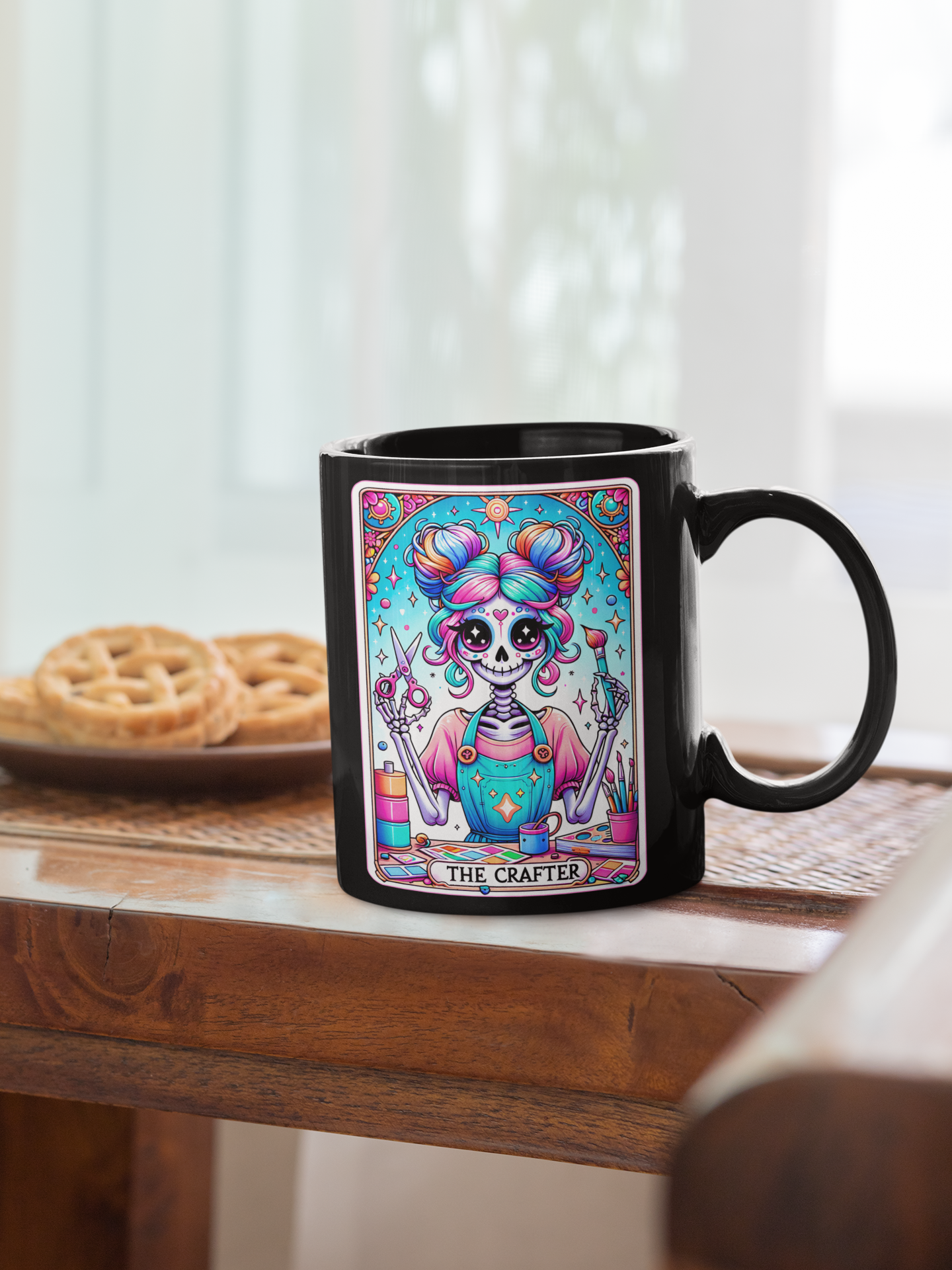 The Crafter Black Mug - 11oz & 15oz - Perfect Gift for Creative Souls, The Crafter Tarot Card Coffee Mug, Artsy Crafty Coffee Mug