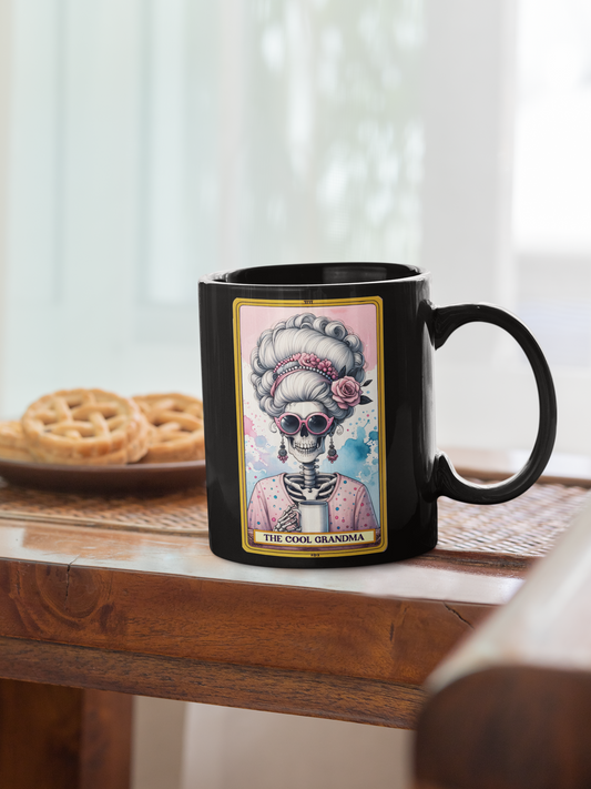 The Cool Grandma Black Mug - 11oz & 15oz, Fun Gift for Grandmothers, Perfect for Mother's Day & Birthdays, The Cool Grandma Tarot Card Coffee Mug, Coffee Mug Gift for Grandma