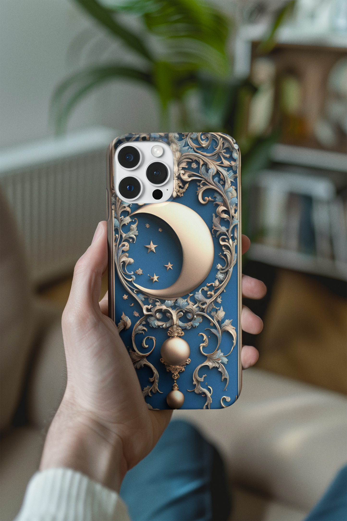 Celestial Moon Phone Case - Elegant Tough Protector with Ornate Design, Crescent Moon Phone Case, Astrology Phone Case, Celestial Phone Case for iPhone and Samsung