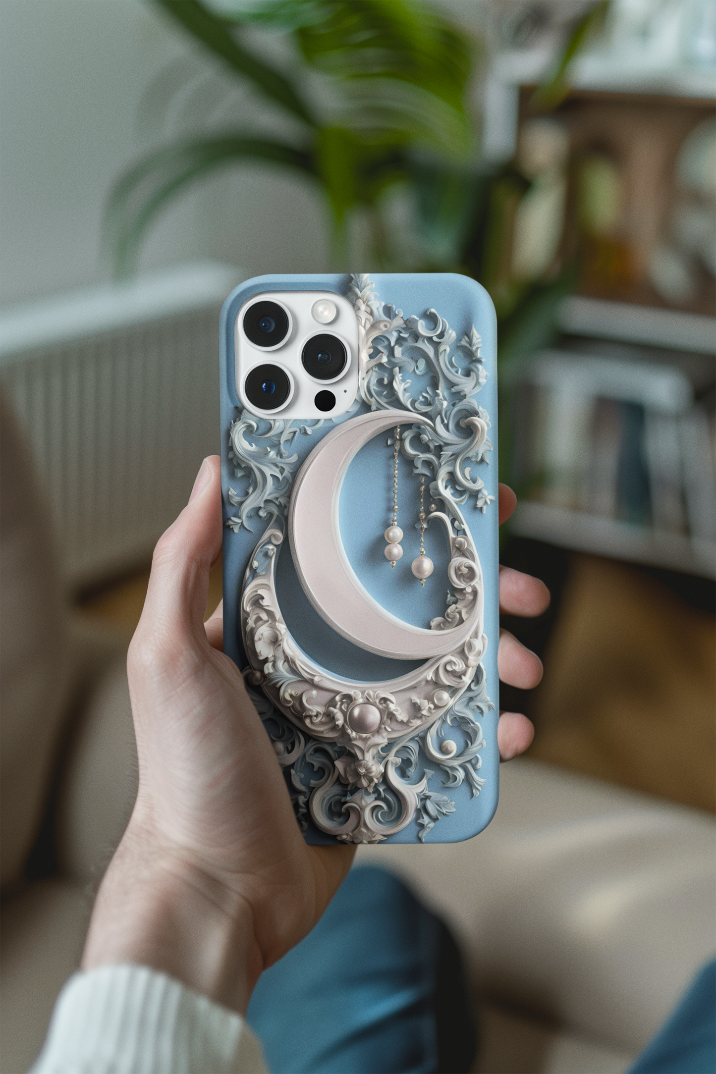 Celestial Moon Phone Case - Elegant Tough Protector with Ornate Design, Crescent Moon Phone Case, Astrology Phone Case, Celestial Phone Case for iPhone and Samsung