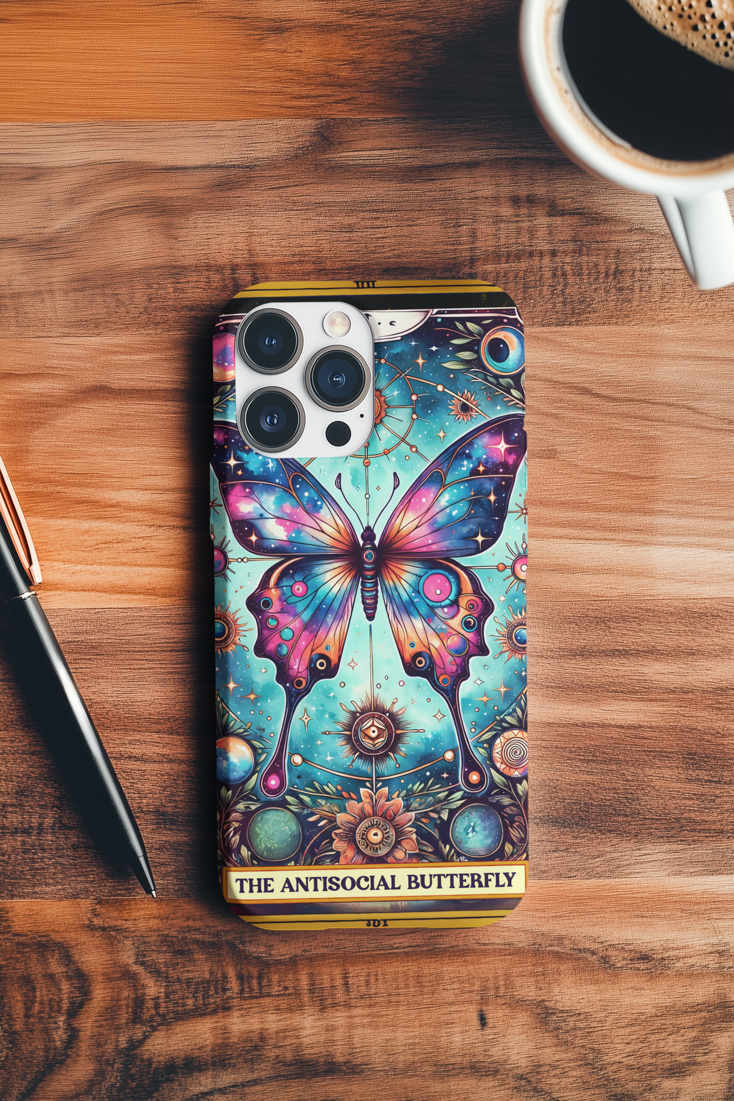 Colorful Butterfly Phone Case , Antisocial Butterfly Tarot Card Phone Case, Cosmic Butterfly Phone Case, Celestial Butterfly Phone Case