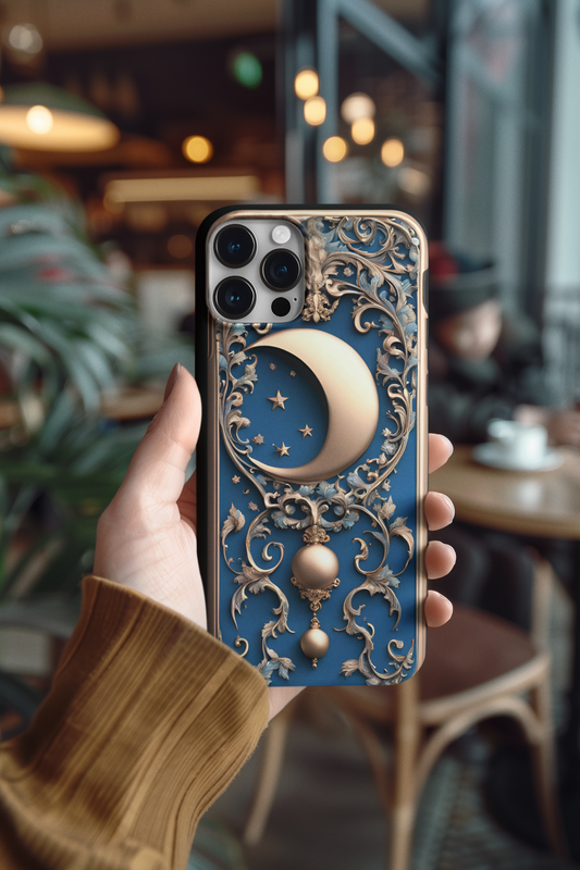 Celestial Moon Phone Case - Elegant Tough Protector with Ornate Design, Crescent Moon Phone Case, Astrology Phone Case, Celestial Phone Case for iPhone and Samsung