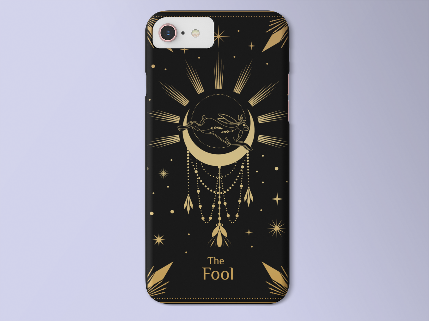 Astrology iPhone Case - The Fool Tarot Design, The Fool Tarot Card Phone Case, Celestial Phone Case Gold Design, Celestial Phone Case