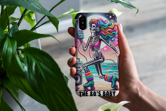 80's Baby Tough Case - Retro Skeleton Phone Cover, 80's Baby Tarot Card Phone Case, Retro 80's Phone Case for her