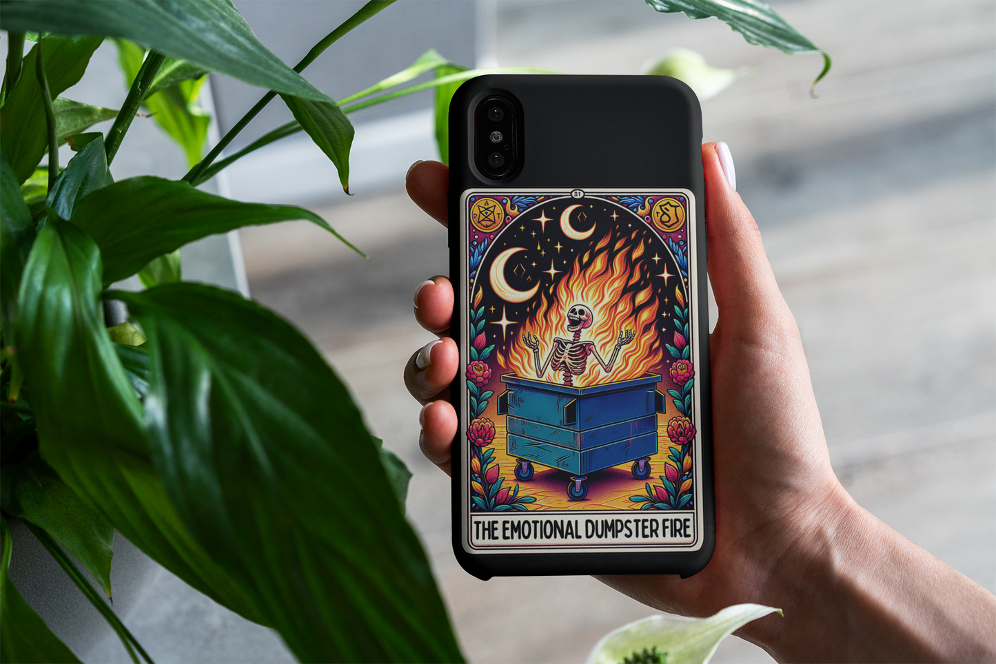 The Emotional Dumpster Fire Tarot Card Phone Case, Celestial Phone Case, Tarot Card Phone Case for iPhone, Samsung, Google Pixel