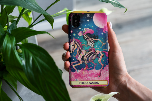 Cowgirl Skeleton Phone Case - Tough Cases for Equestrian Lovers, The Cowgirl Tarot Card Phone Case, Western Cowgirl Phone Case