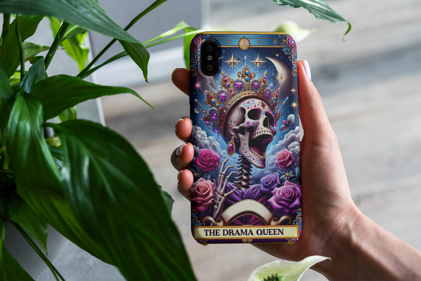 Drama Queen Skull Phone Case - Tough & Stylish Protection, The Drama Queen Tarot Card Phone Case, Celestial Drama Queen Phone Case for iPhone and Samsung