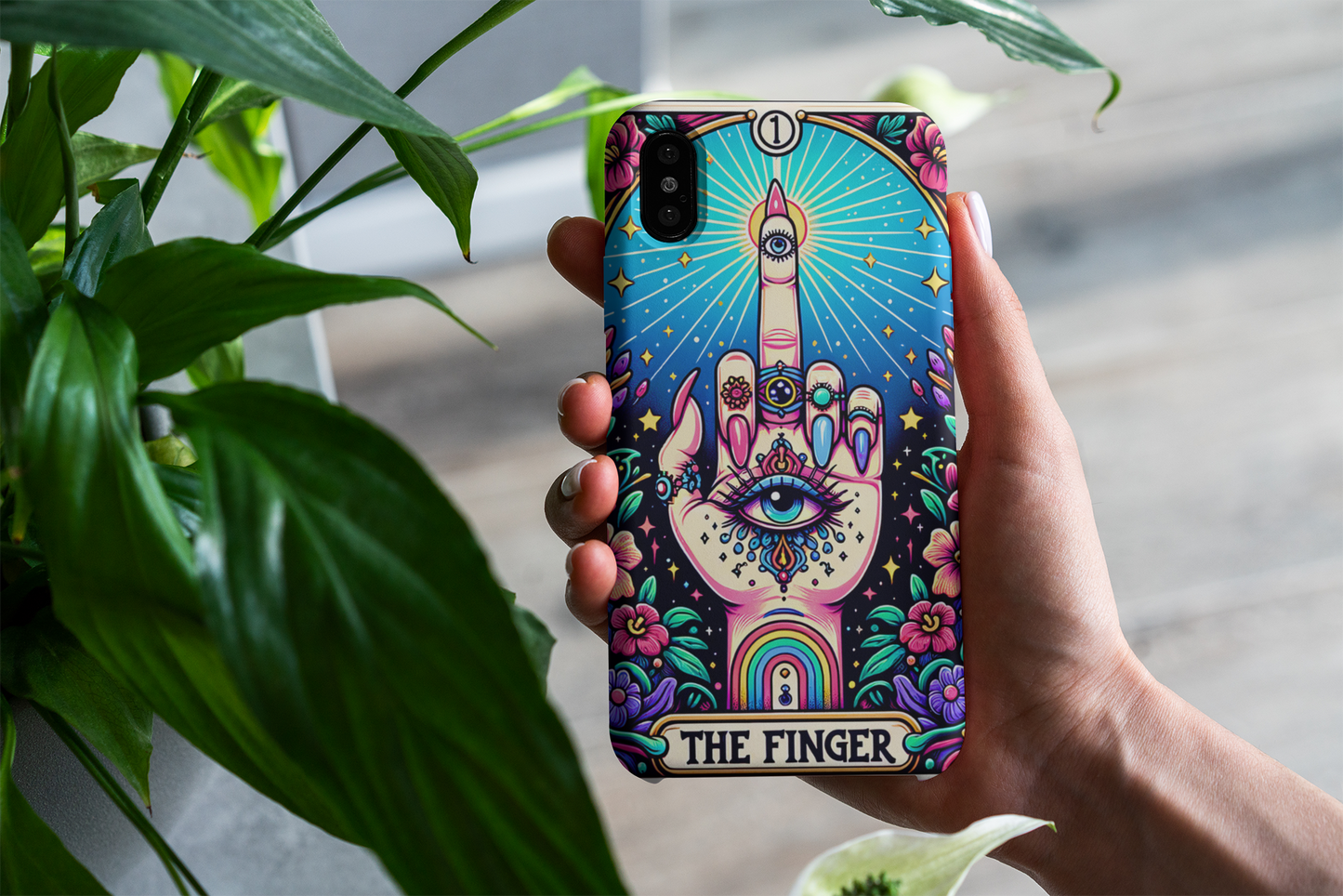 The Finger Tarot Card Phone Case, Middle Finger Phone Case, Celestial Phone Case, Tarot Card Phone Case for iPhone, Samsung, Google Pixel