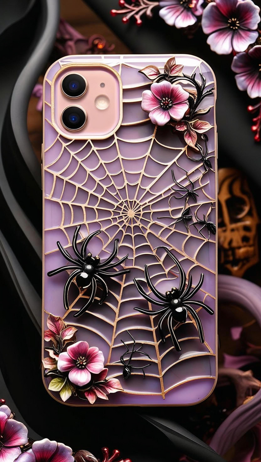 Purple Spider Web Phone Case - Tough & Stylish Design for Halloween Lovers