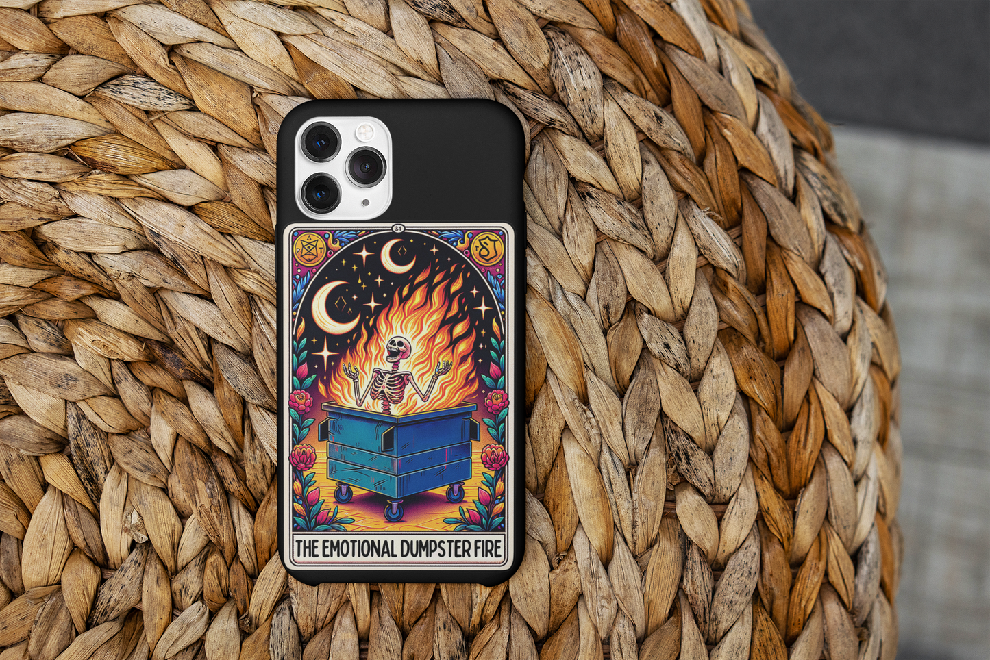 The Emotional Dumpster Fire Tarot Card Phone Case, Celestial Phone Case, Tarot Card Phone Case for iPhone, Samsung, Google Pixel