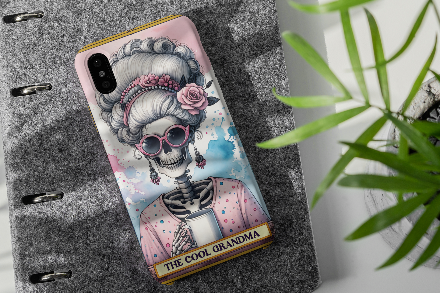 Tough Cases - 'The Cool Grandma' Skull Phone Case – Stylish & Unique Protection, Funny Cool Grandma Phone Case, The Cool Grandma Tarot Card Phone Case for iPhone and Samsung