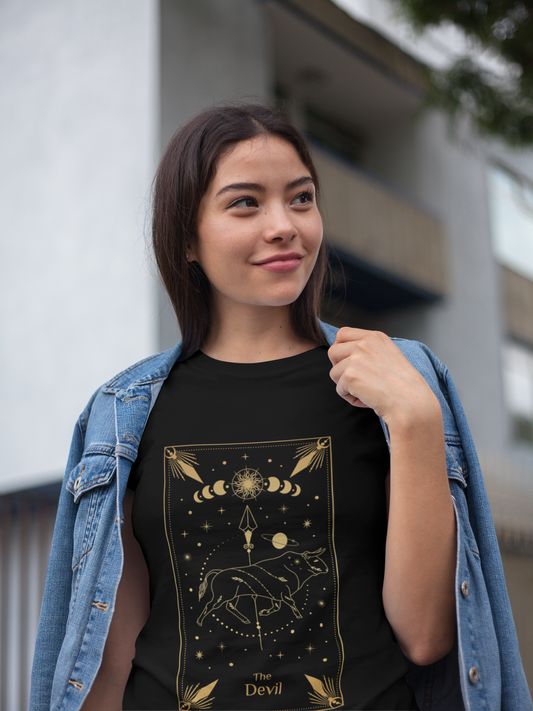 The Devil Tarot Card Shirt, Devil Tarot Card Tee, Witchy Tarot Shirt, Celestial Shirt, Mystical Shirt, Spiritual Shirt