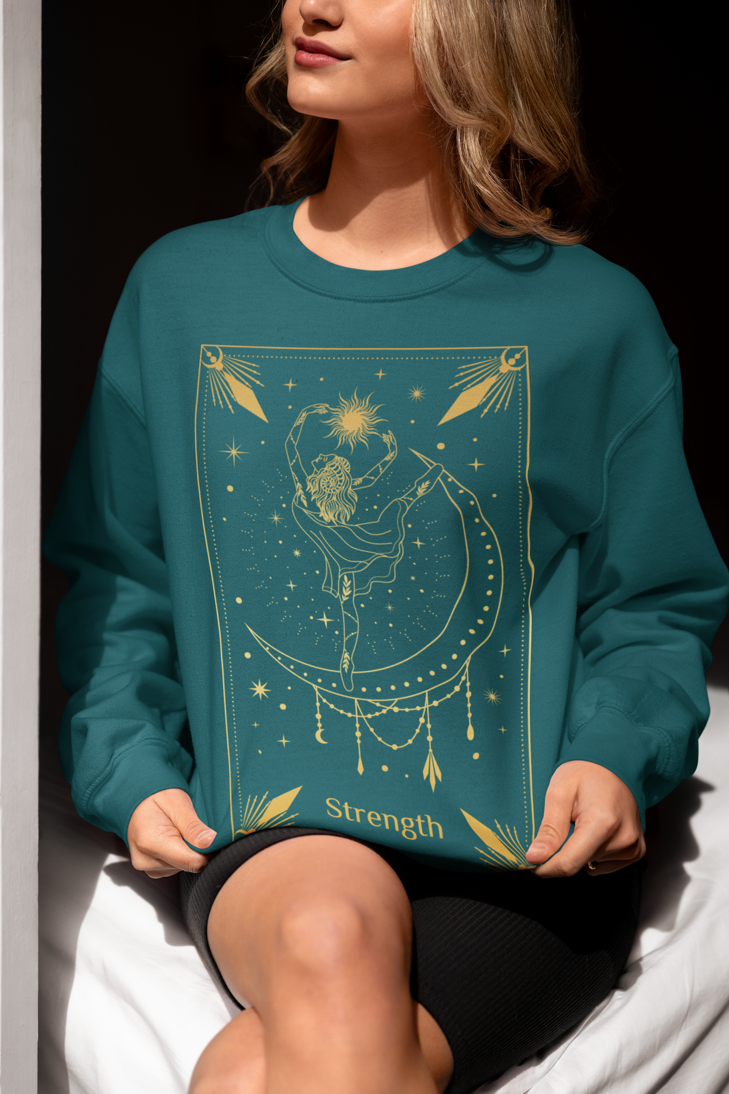 Strength Tarot Card Shirt, Tarot Card Shirt, Mystical Moon Shirt, Gifts For Her, Cute Mom Tee, Aesthetic Clothing Wiccan Clothing, Spiritual