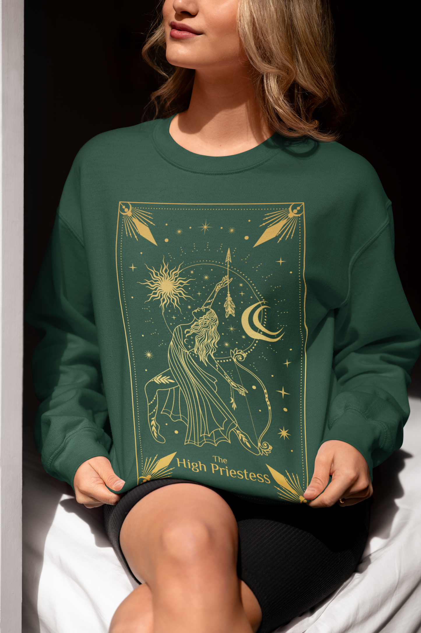 The High Priestess Tarot Card Shirt, Tarot Card Shirt, Mystical Moon Shirt, Gifts For Her, Cute Mom Tee, Aesthetic Clothing Wiccan