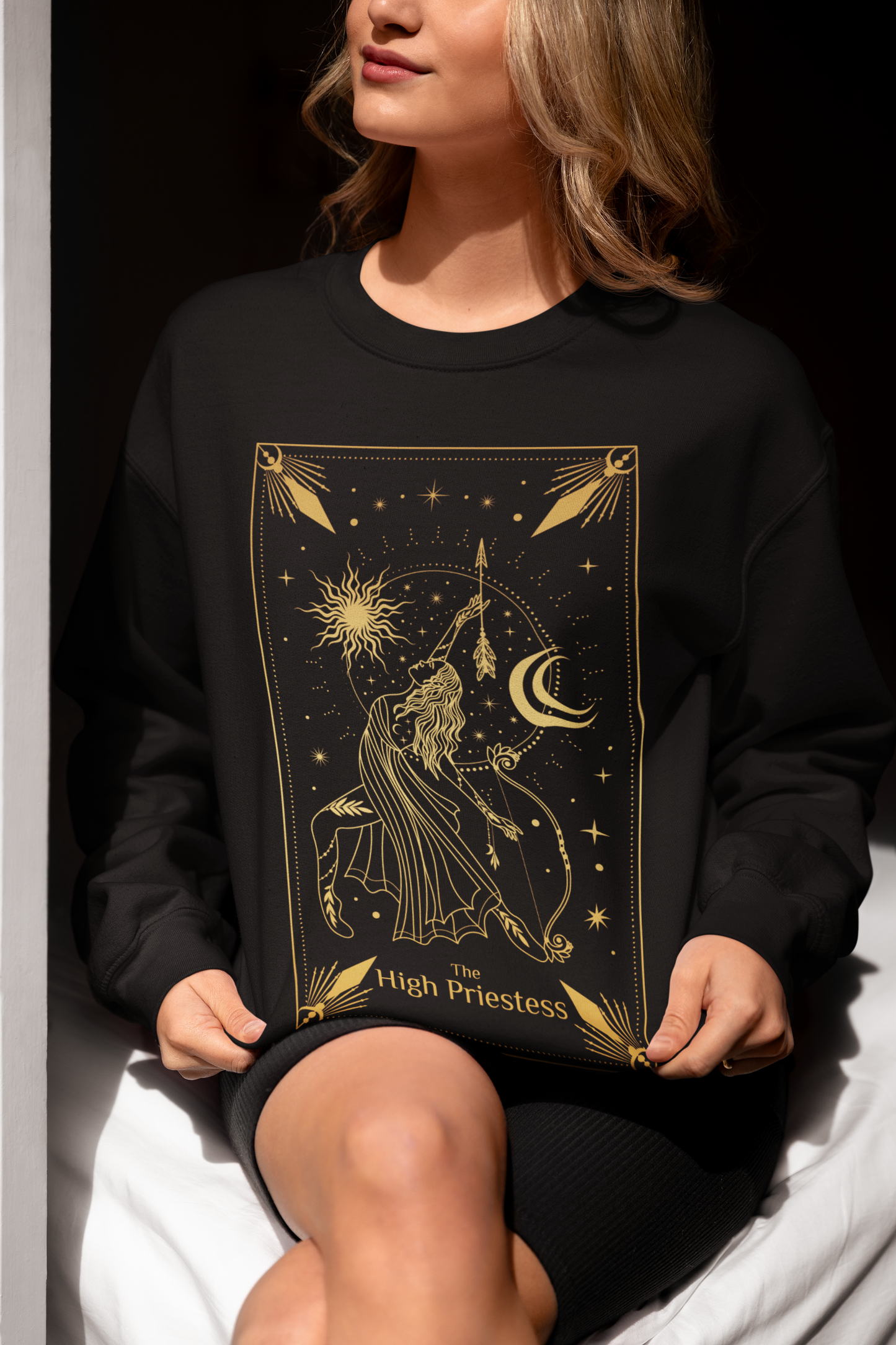 The High Priestess Tarot Card Shirt, Tarot Card Shirt, Mystical Moon Shirt, Gifts For Her, Cute Mom Tee, Aesthetic Clothing Wiccan