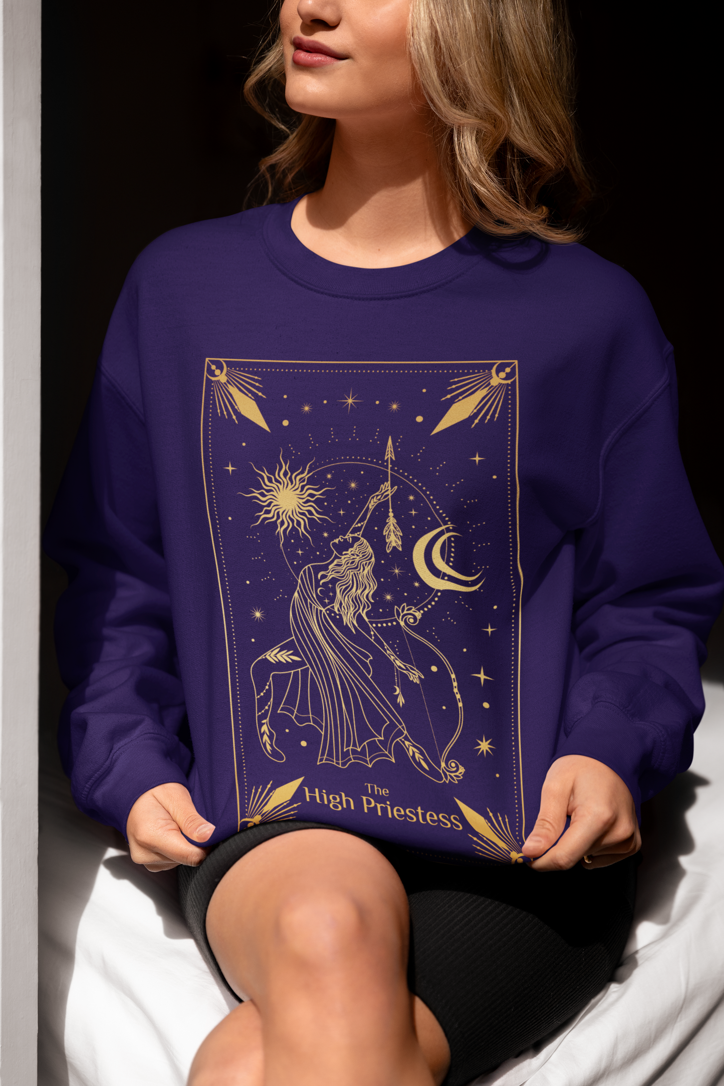 The High Priestess Tarot Card Shirt, Tarot Card Shirt, Mystical Moon Shirt, Gifts For Her, Cute Mom Tee, Aesthetic Clothing Wiccan