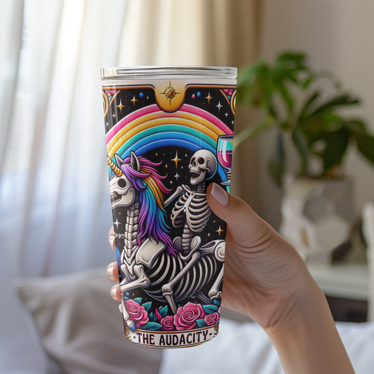 The Audacity Tarot Card Tumbler, Occult coffee tarot card tumbler, The Audacity Tarot tumbler, coffee caffeine tarot card tumbler