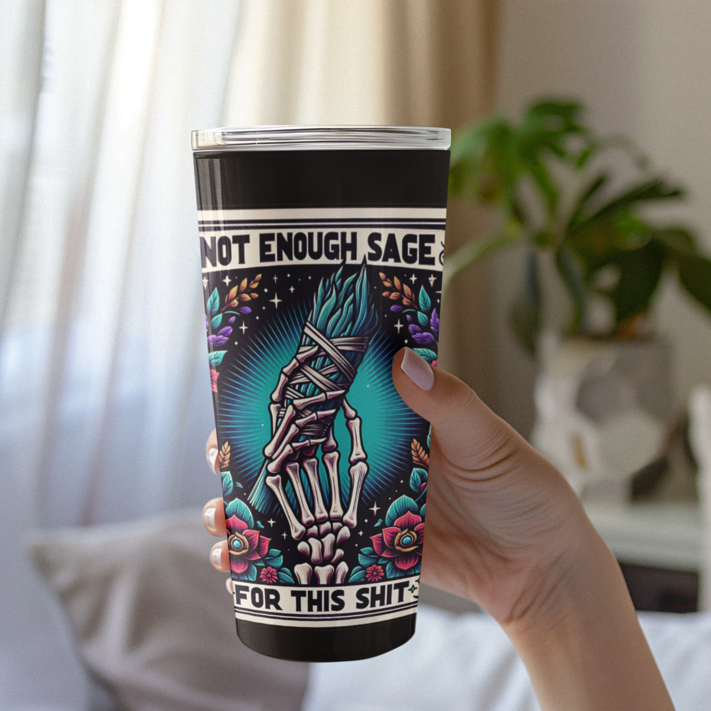 Not Enough Sage For This Shit Tarot Card Tumbler, Occult tarot card tumbler, The Sage Lover Tarot tumbler, tarot card tumbler