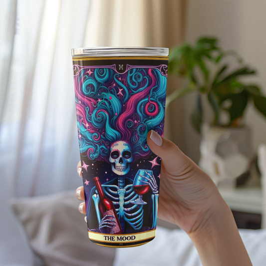 Colorful Skeleton Tumbler 20oz - Perfect for Halloween and Parties, The Mood Tarot Card Tumbler, Party Tumbler