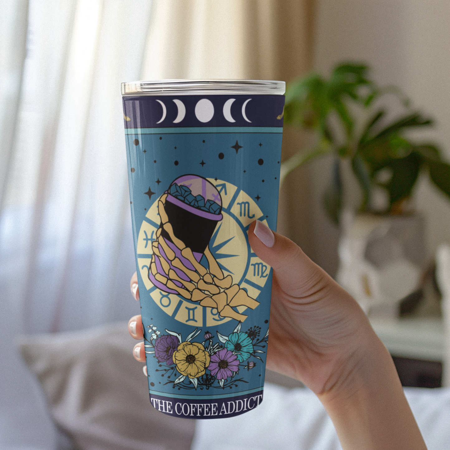 The Coffee Addict Tarot Card Tumbler, Occult coffee addict tarot card tumbler, The coffee addict Tarot tumbler, coffee addict tarot card