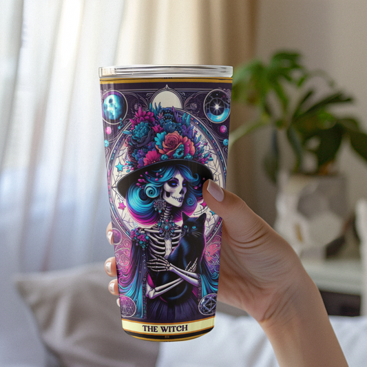 The Witch Tarot Card Tumbler, Cosmic Witch Tumbler, Celestial Tumbler, Witch Tumbler for Halloween