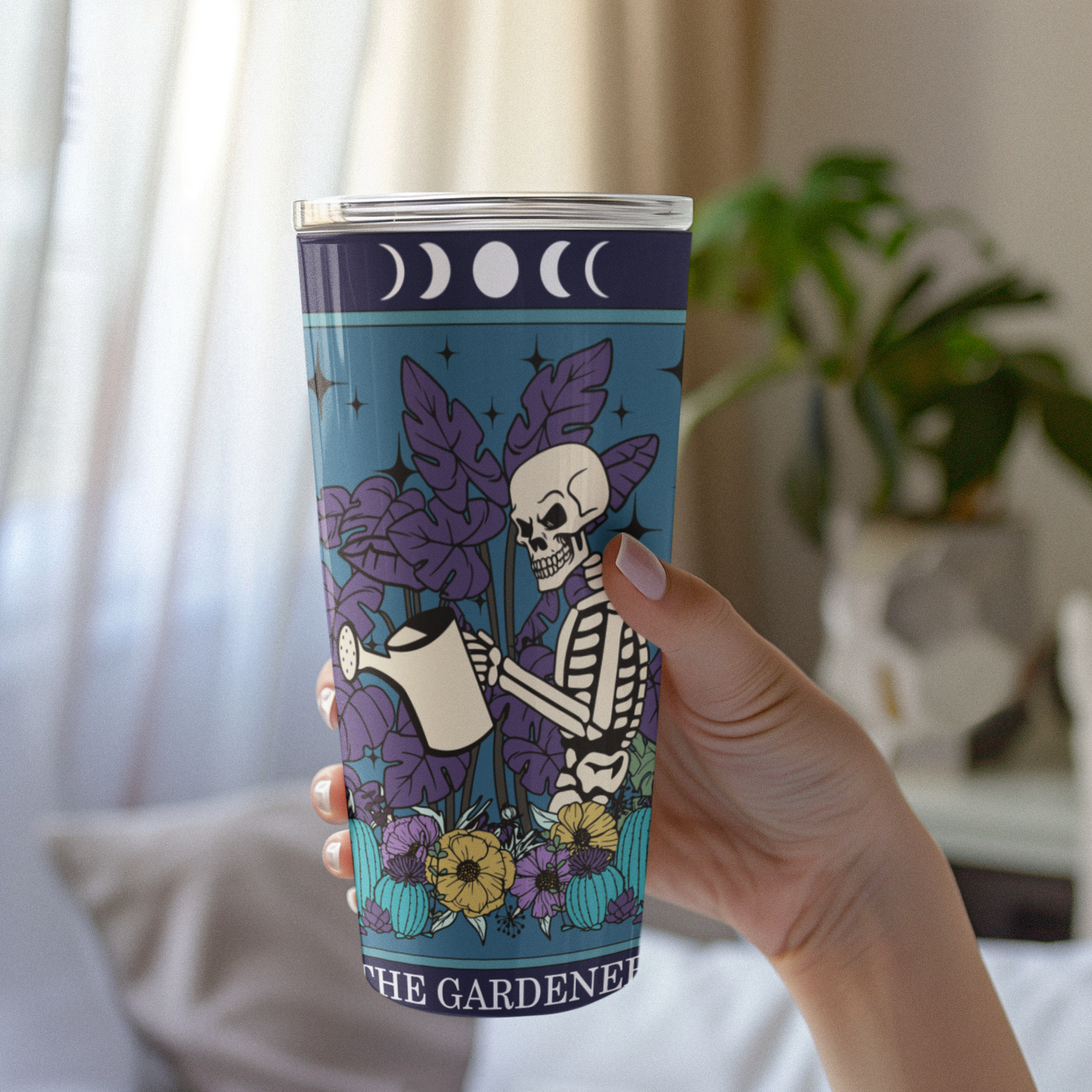 The Gardener Tarot Card Tumbler, Occult Gardener tarot card tumbler, The Gardener Tarot tumbler, Gardener tarot card tumbler