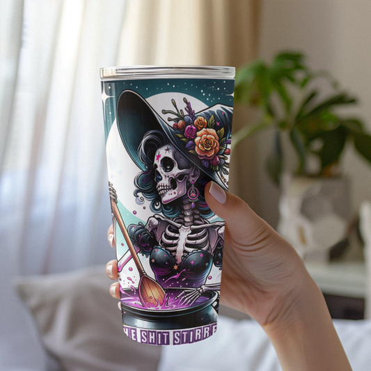 The Shit Stirrer Tarot Card Tumbler, Witchy Halloween Tumbler, Celestial Tumbler, Witch Tumbler